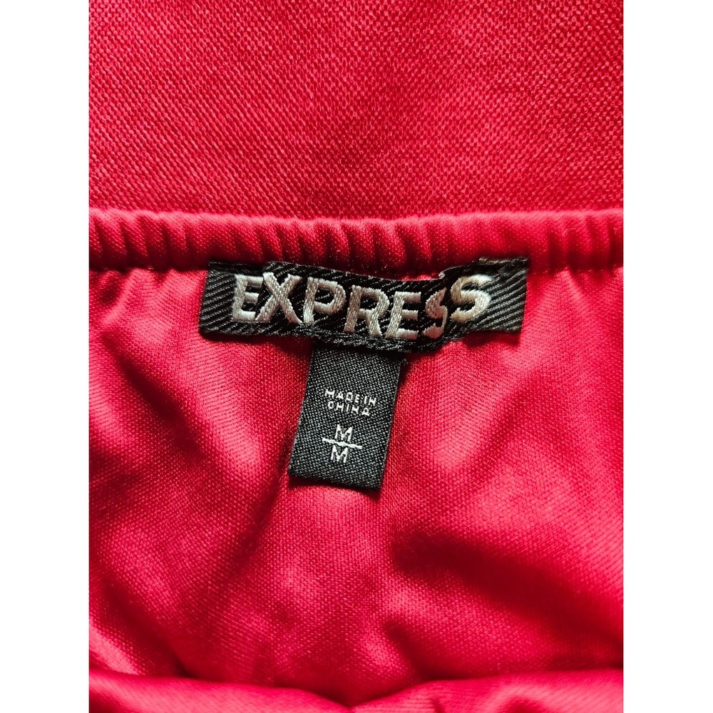Express Red Pleated Midi Skirt Elastic Waist Accordion Pleat Women's Size Medium - Picture 3 of 4